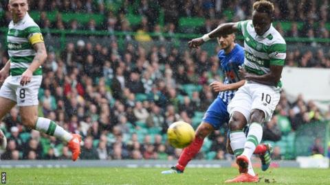 Moussa Dembele scores his second goal for Celtic against Kilmarnock