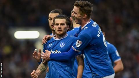 Matty Kennedy celebrates scoring for Portsmouth
