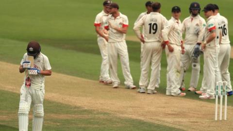 Surrey teenager Sam Curran fell just four runs short of a maiden first-class hundred