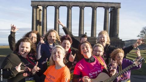 Sing in the City choir ready for the Great Edinburgh Winter Run