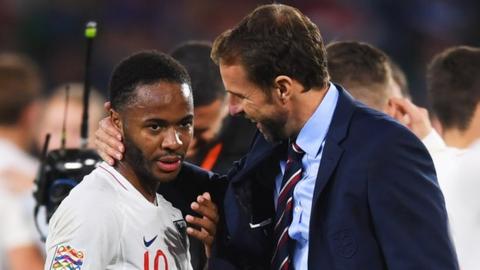 Raheem Sterling scored his first England goals in 27 games