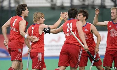 Great Britain's men celebrate
