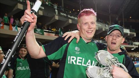 Ireland celebrate beating England at the cricket World Cup