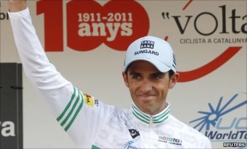 Alberto Contador celebrates his Tour of Catalunya win