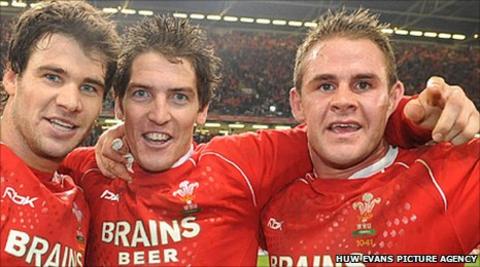 Mike Phillips, James Hook and Lee Byrne