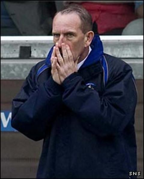 Kilmarnock caretaker Kenny Shiels looks concerned