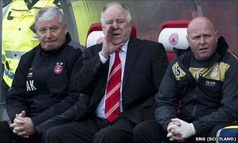 Aberdeen manager Craig Brown with his coaching staff