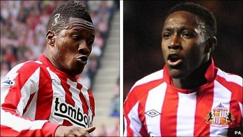 Asamoah Gyan and Danny Welbeck