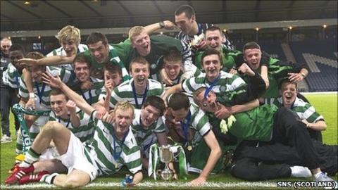 Celtic's Under 19s celebrate their cup success