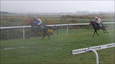 Heavy Rain at the Guernsey race meeting at L'Ancresse Common