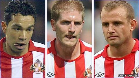 Sunderland trio Kieran Richardson (left), Michael Turner (centre) and Lee Cattermole