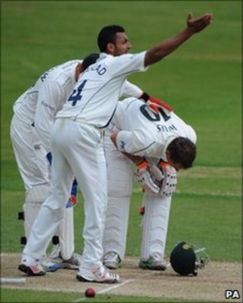 Alex Hales receives treatment