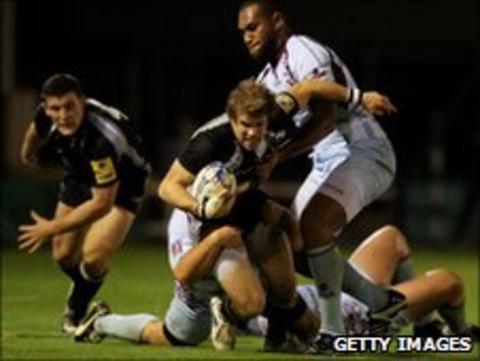 Newcastle Falcons players against Bourgoin