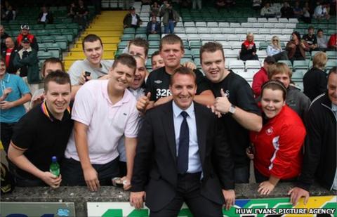 Brendan Rodgers with Swansea fans