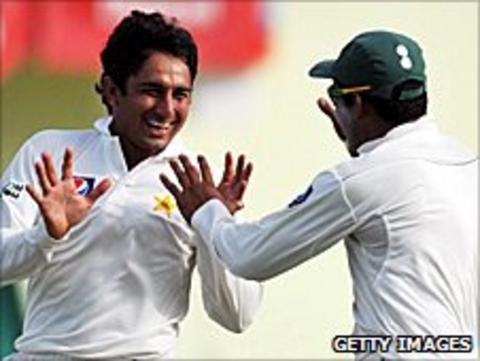 Ajmal Saeed celebrates taking a wicket