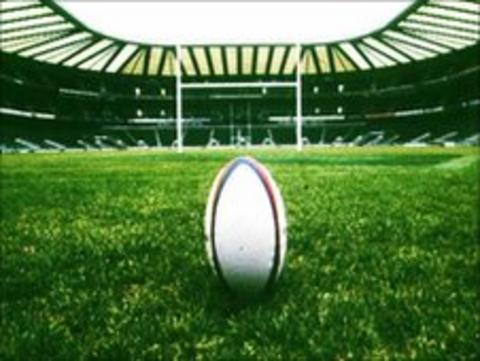 Rugby ball in stadium