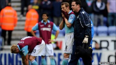 West Ham players dejected after relegation