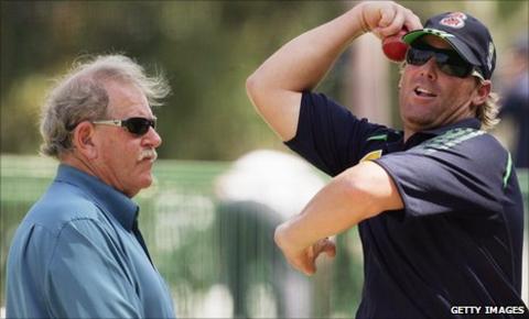 Terry Jenner and Shane Warne