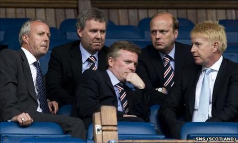 Craig Whyte (centre) is joined by Phil Betts (second from right) and Gary Withey (second from left)