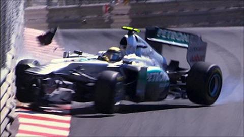 Nico Rosberg crashes in Monte Carlo