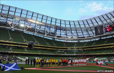 A virtually empty Aviva Stadium