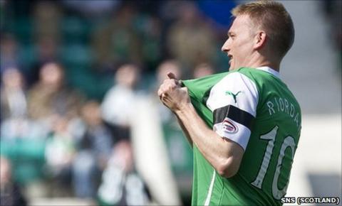 Hibernian striker Derek Riordan