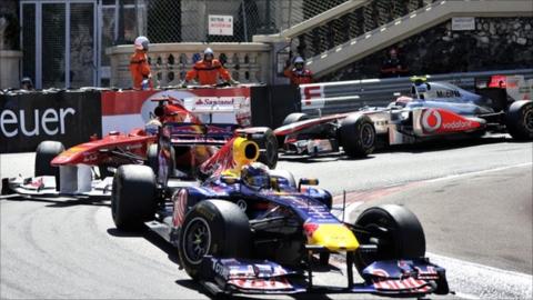Sebastian Vettel leads the Monaco GP