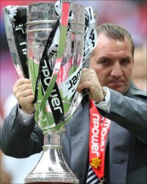 Brendan Rodgers celebrates