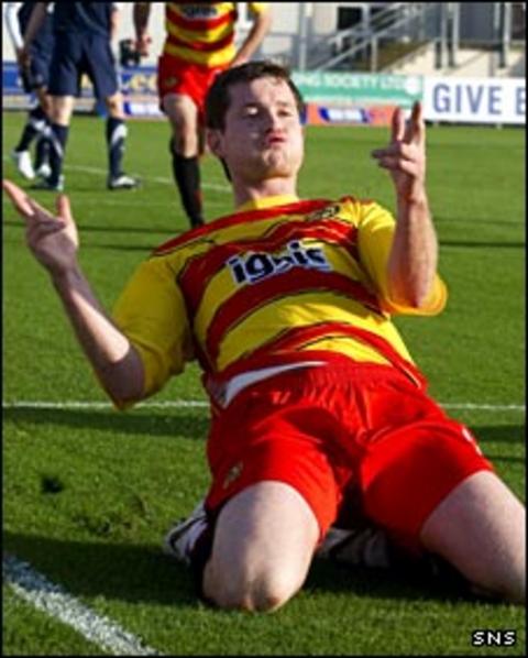 Paddy Boyle celebrates scoring for Partick Thistle