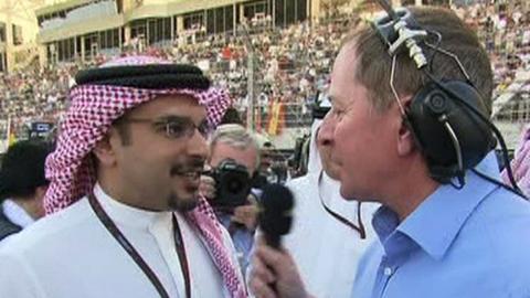 The crown prince of Bahrain talks to BBC Sport's Martin Brundle in 2010