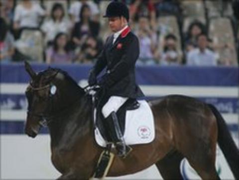 Paralympian Lee Pearson in action at the Beijing Paralympics