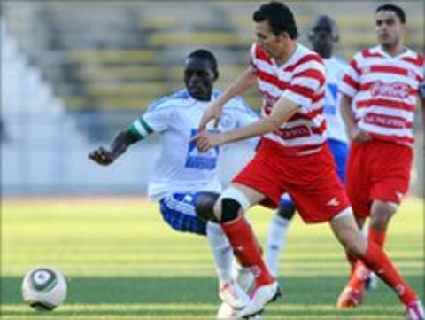 Africain striker Hamza Messaadi (right) and Sofapaka captain James Situma (left).