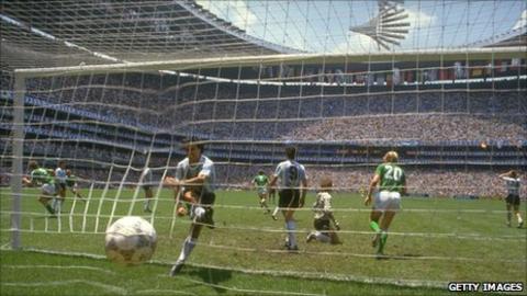 Champions Argentina take on Germany at Mexico City's Azteca Stadium in the 1986 World Cup final