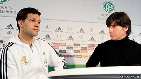 Michael Ballack (left) and Germany manager Joachim Low