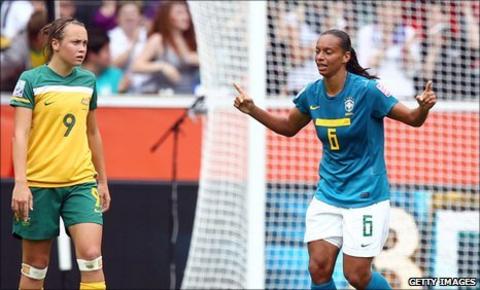 Rosana celebrates her goal