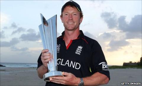 Paul Collingwood with the World Twenty20 trophy in 2010