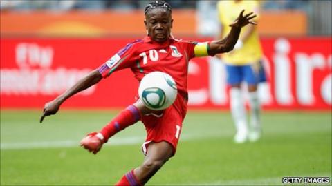 Anonman, Equatorial Guinea's captain and striker in action at the Women's World Cup