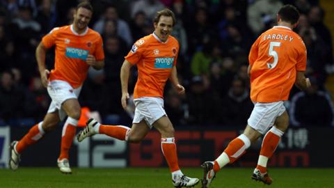 David Vaughan celebrates scoring against West Brom