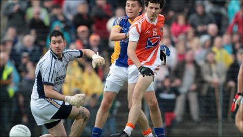 Jamie Clarke fires home his first goal against Wicklow at Aughrim