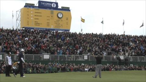 Darren Clarke celebrates winning the Open Championship