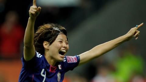 Saki Kumagai scores the winning penalty in the Women's World Cup final