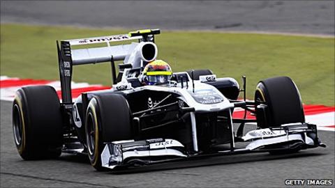 Williams driver Pastor Maldonado in the team's 2011 car