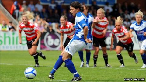 Rachel Williams scores from the penalty spot