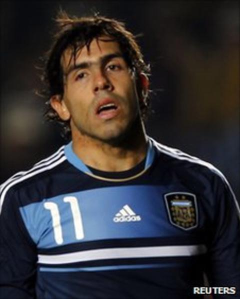 Carlos Tevez playing for Argentina