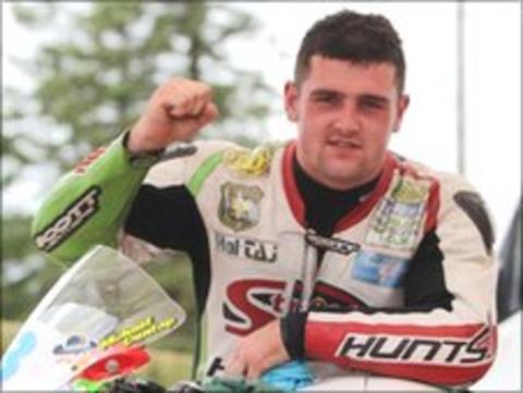 Michael Dunlop celebrates his three victories on Saturday