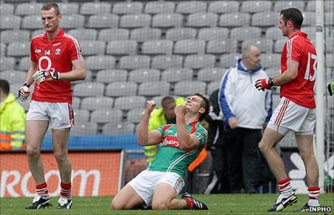 Aidan O'Shea of Mayo celebrates after the final whistle at Croke Park