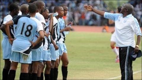 Stanley Tshosane instructs the Botswana national team
