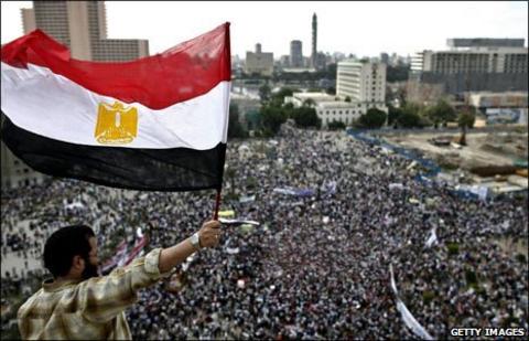 A protestor in Cairo's Tahrir Square