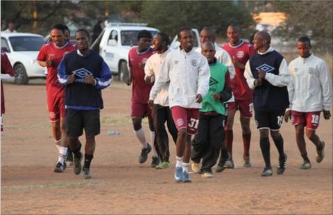 The Zebras training on a dusty pitch