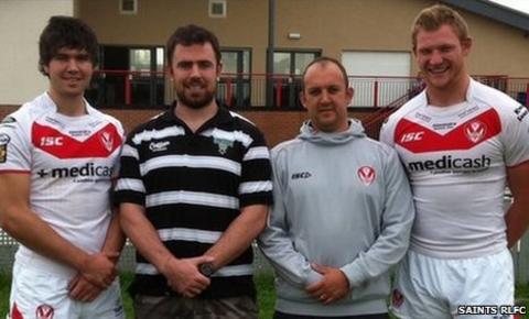 Ian Cross (left), Brendan Guilfoyle (Ireland), Ian Talbot (St Helens) and Aaron McCloskey (right)